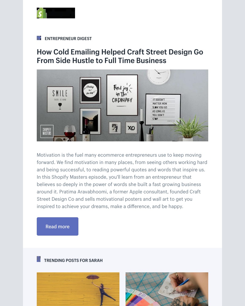 Shopify - How Cold Emailing Helped Craft Street Design Go From Side Hustle to Full Time Business