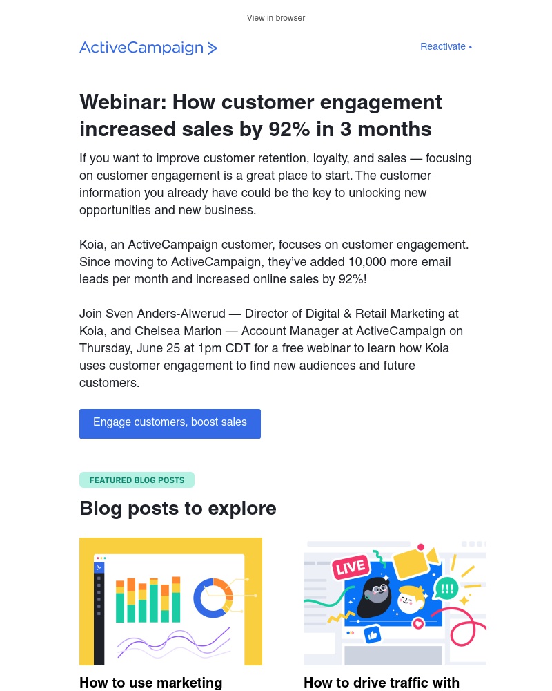  - How did Koia increase sales by 92% in 3 months?