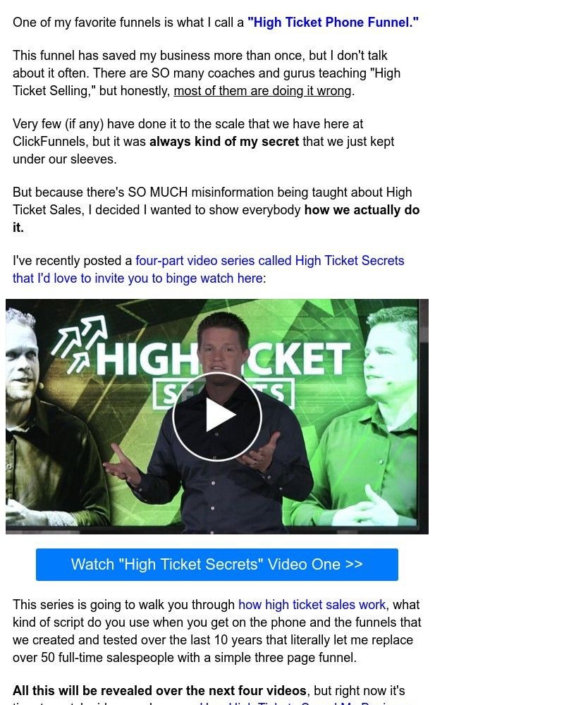 ClickFunnels - how HIGH TICKET saved my business (video 1 of 4)