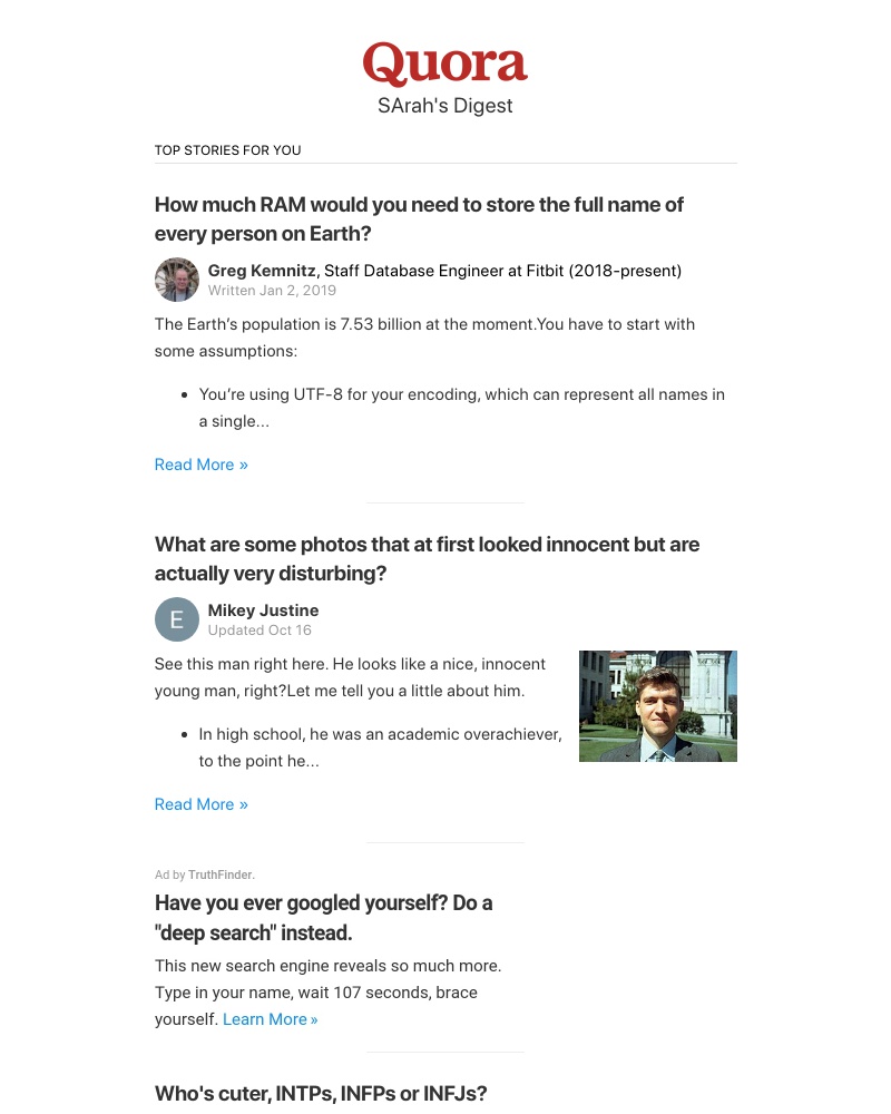 Quora - How much RAM would you need to store the full name of every person on Earth?