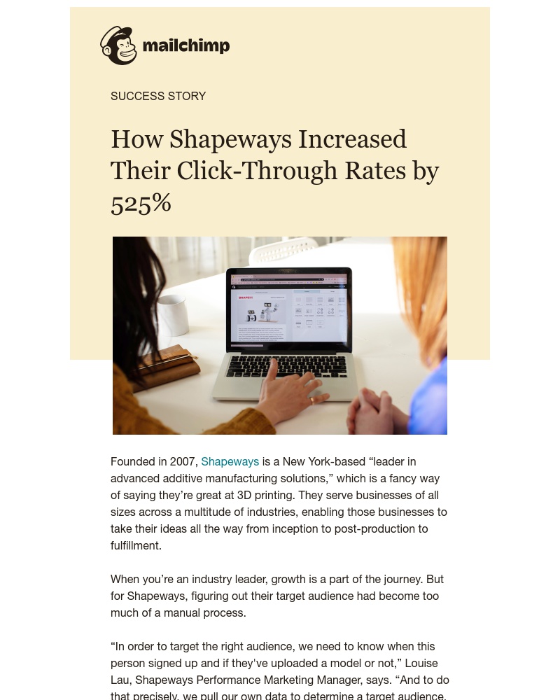 Mailchimp - How Shapeways increased their click-through rates by 525%