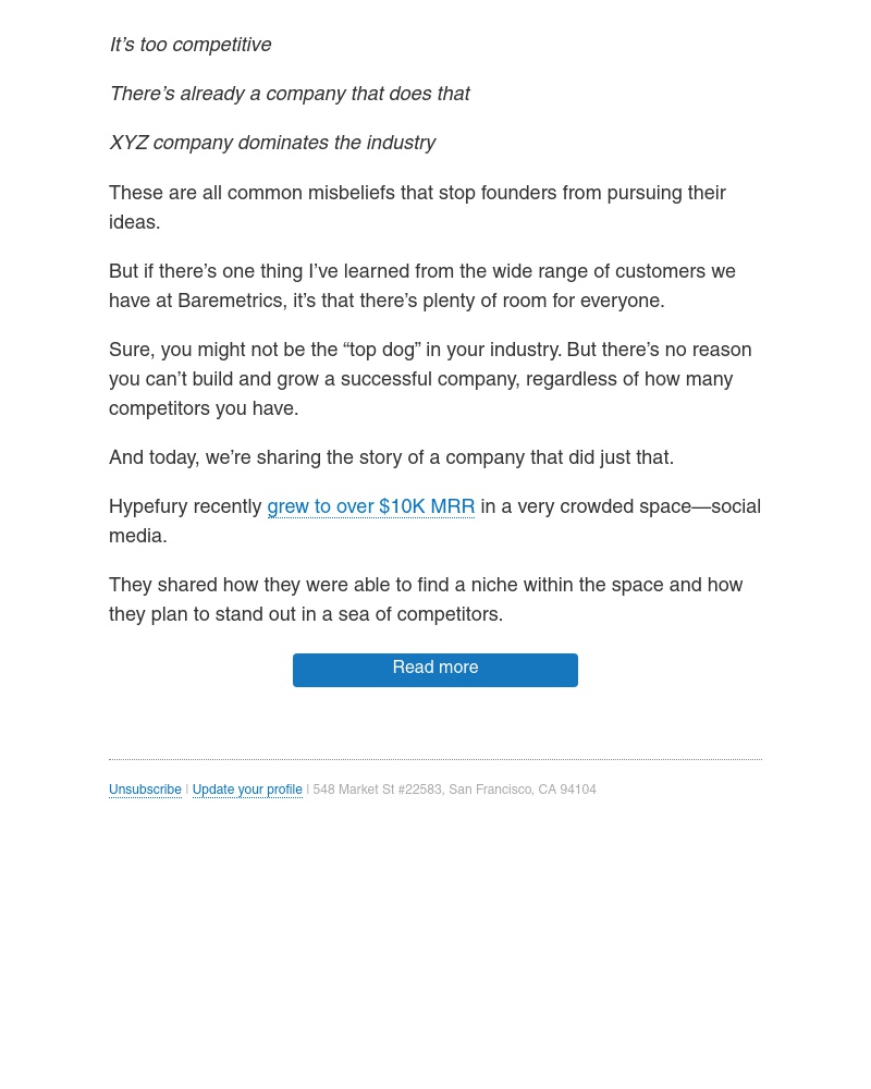 Baremetrics - How this SaaS founder competes with the "big guys"