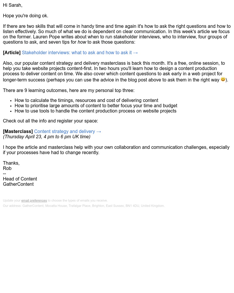 GatherContent - How to ask the right questions [plus a free content Masterclass]