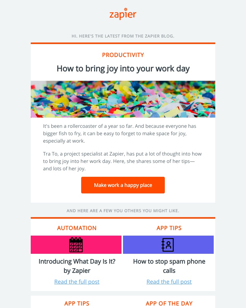 Zapier - How to bring joy into your work day