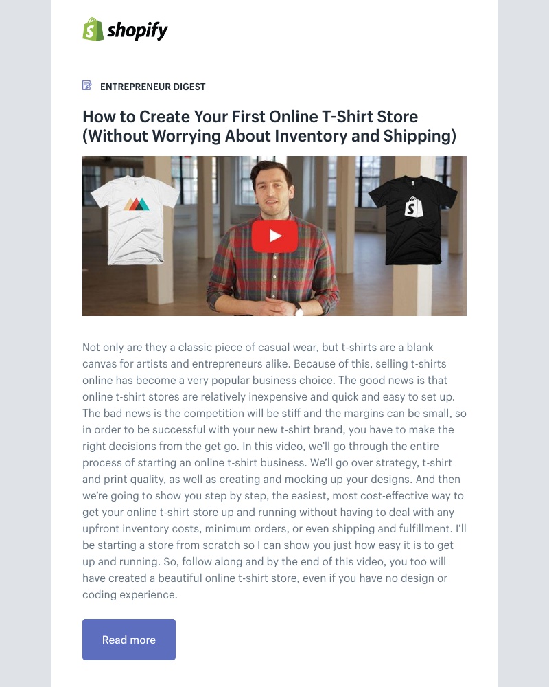 Shopify - How to Create Your First Online T-Shirt Store (Without Worrying About Inventory and Shipping)