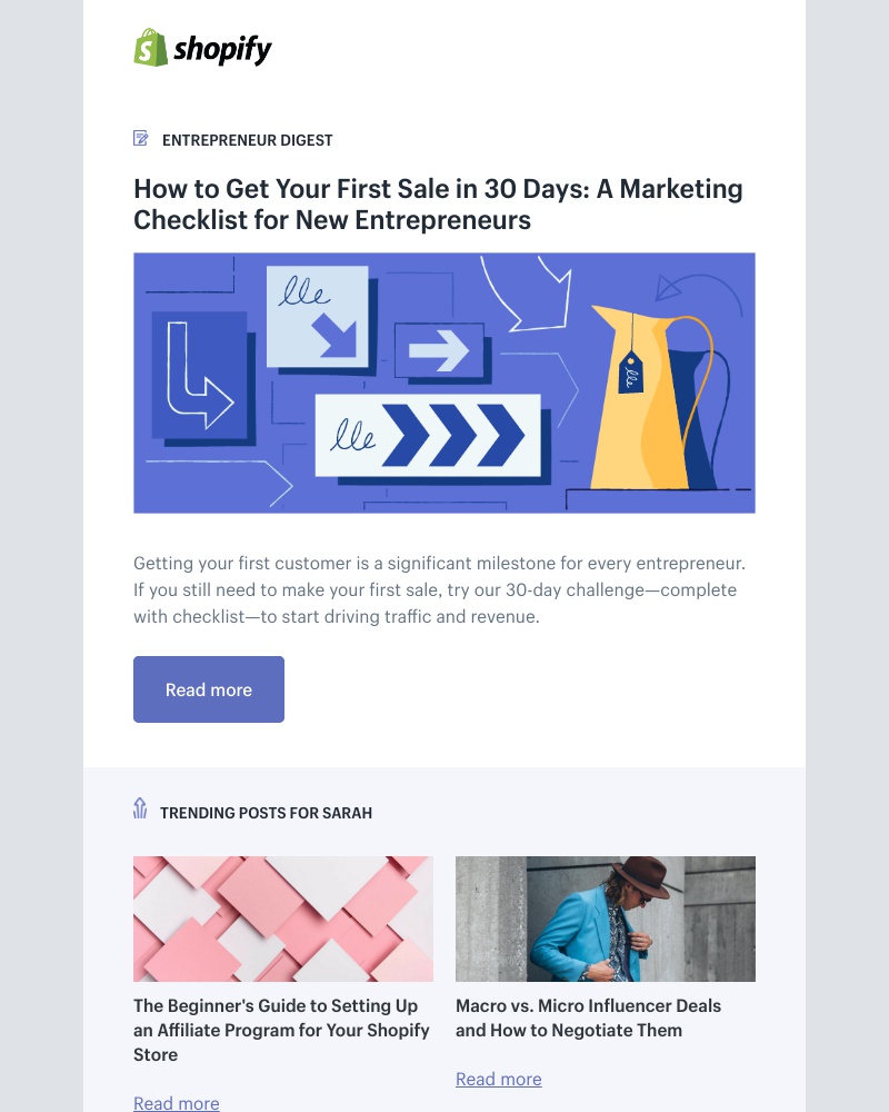 Shopify - How to Get Your First Sale in 30 Days: A Marketing Checklist for New Entrepreneurs