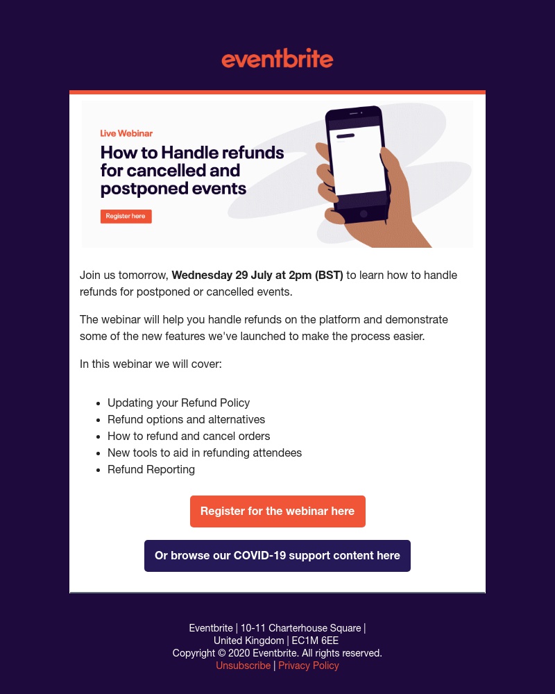 Eventbrite - How to Handle Refunds for Cancelled and Postponed events