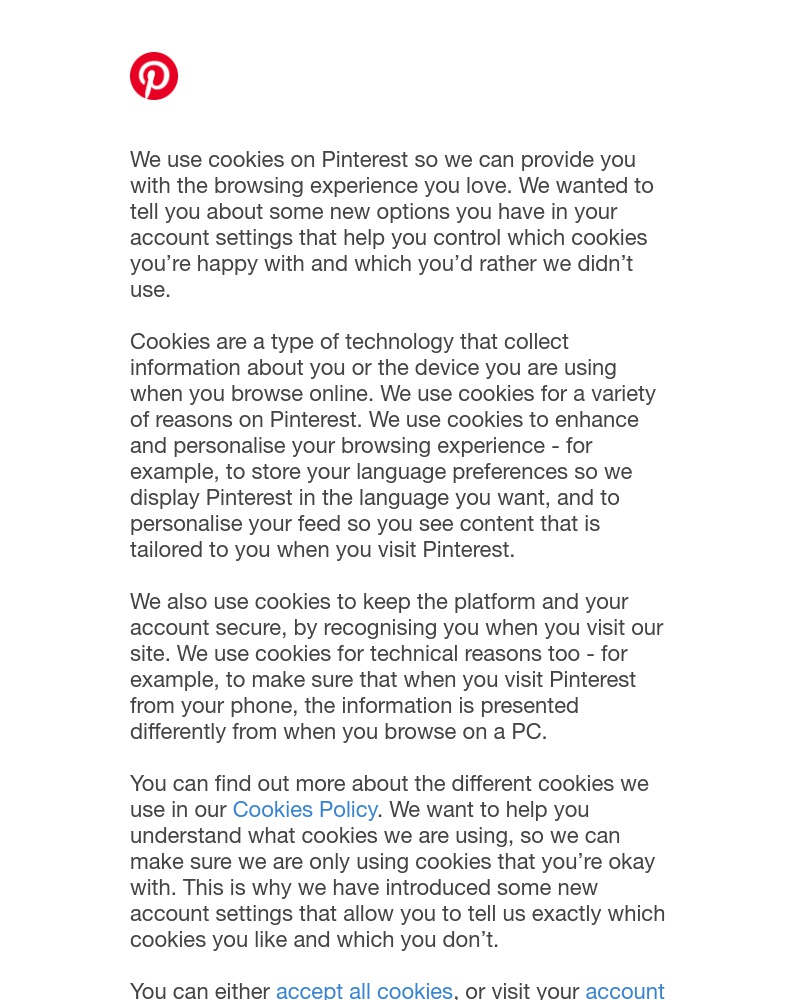 Pinterest - How we use cookies on Pinterest - and your choices