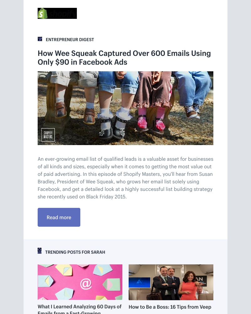 Shopify - How Wee Squeak Captured Over 600 Emails Using Only $90 in Facebook Ads