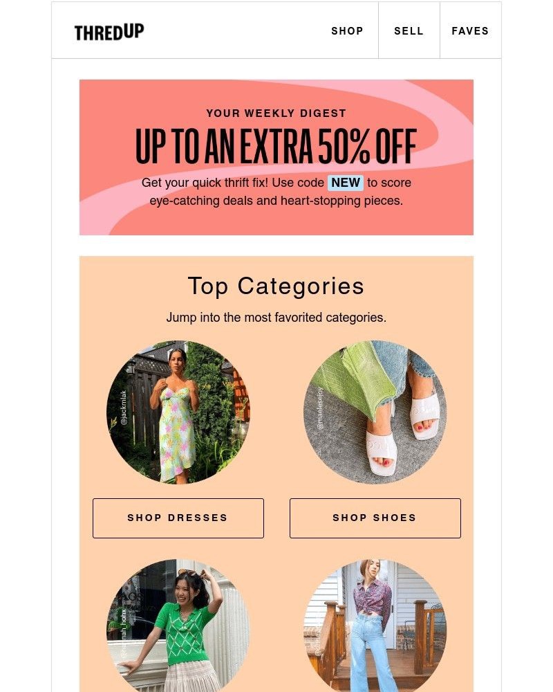 thredUP - Hungry for deals? Time for your Weekly Digest. 😋