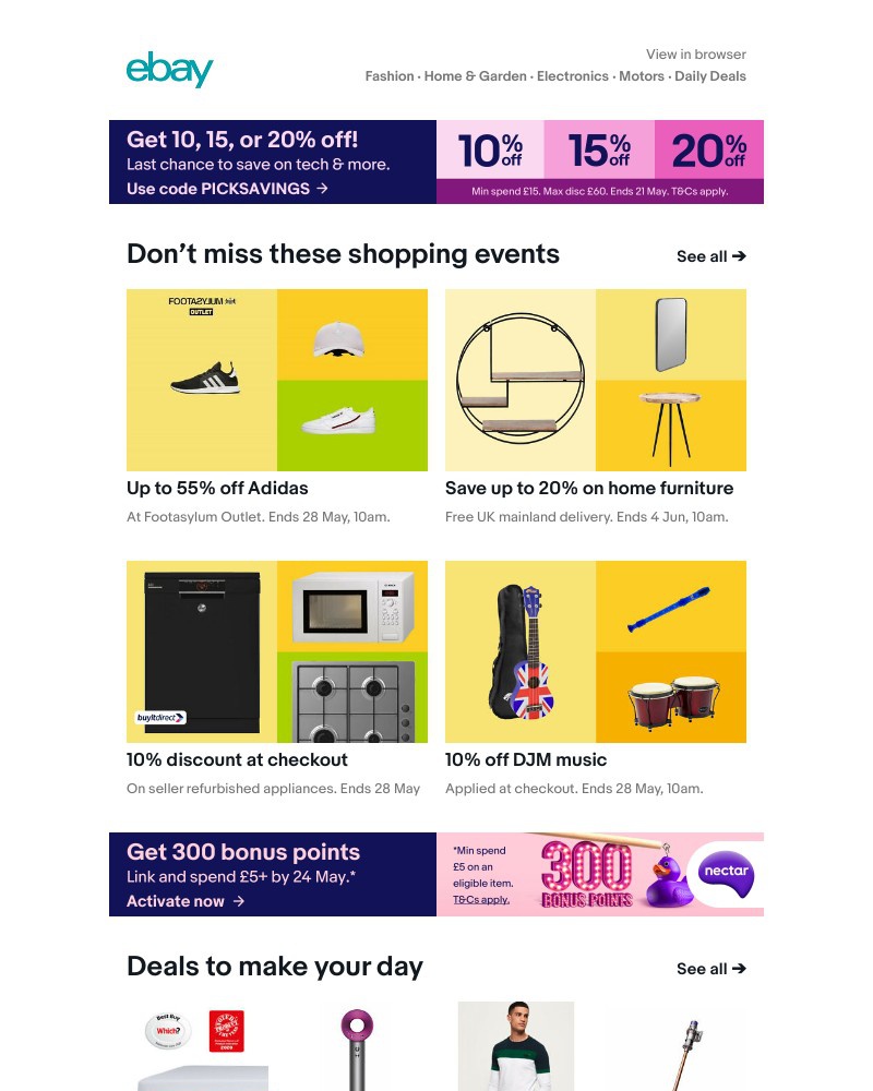 eBay - Hurry, 10, 15, or 20% off ends midnight! ⏰