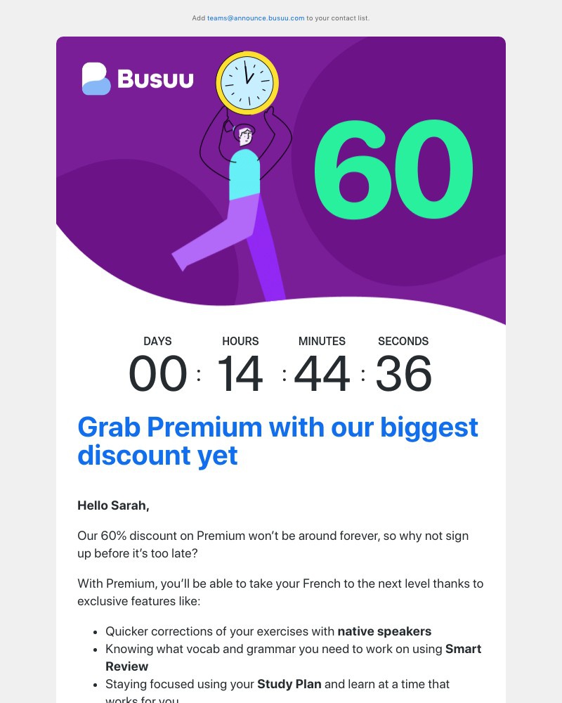 Busuu - Hurry - 60% off ending soon 🏃