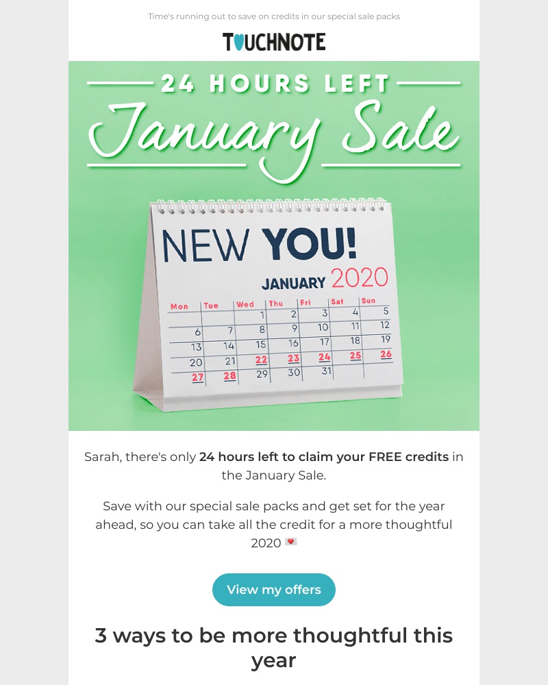 TouchNote - HURRY: Only 24 hours left of our January Sale ⏰