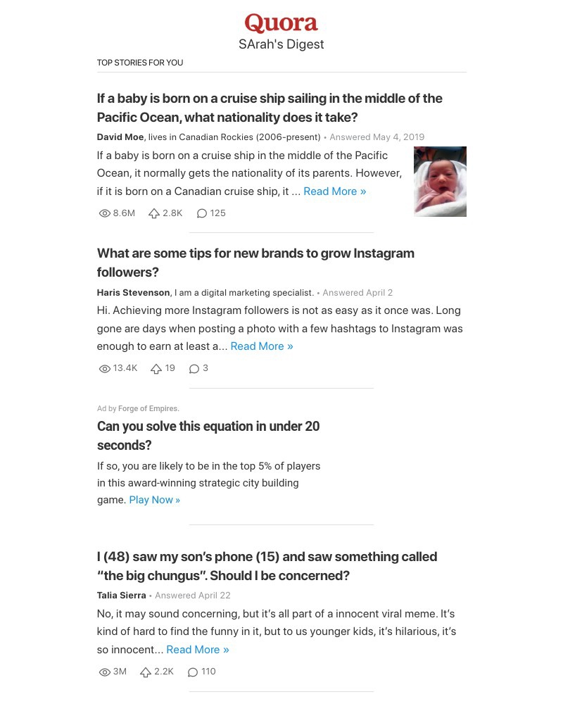 Quora - If a baby is born on a cruise ship sailing in the middle of the Pacific Ocean, what n...?