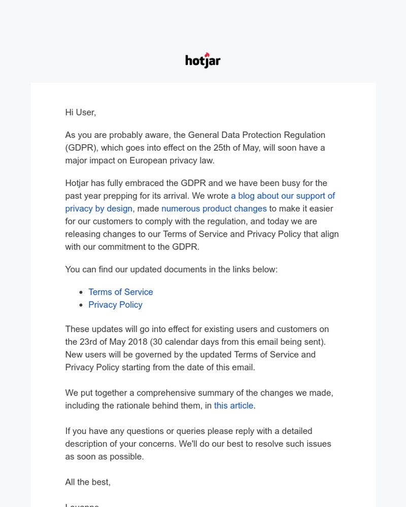 Hotjar - Important Updates to Hotjar’s Terms and Privacy Policy