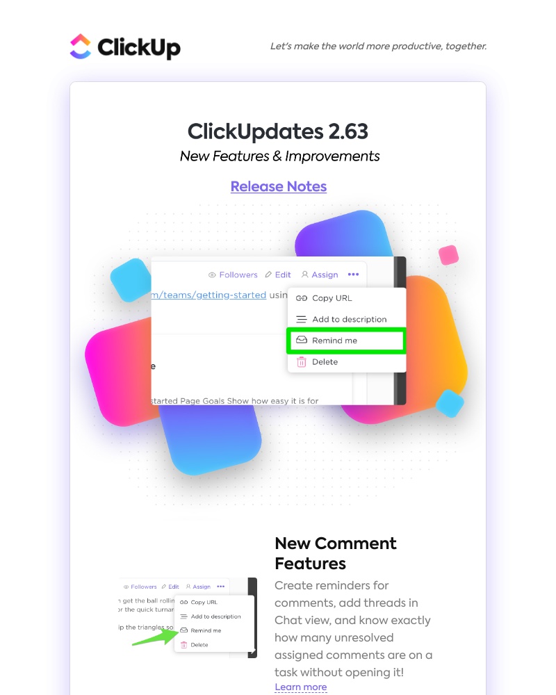 ClickUp - Improved Comment Features, Improved Sprint Features, Bug Fixes, ➕ more!
