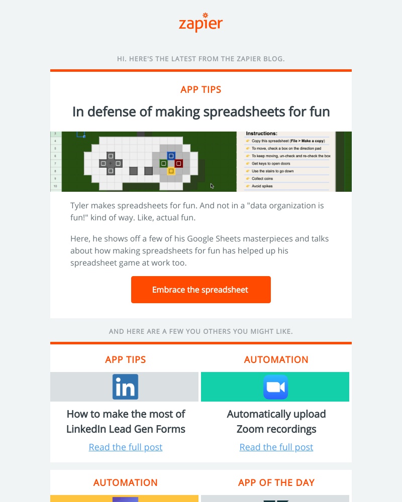 Zapier - In defense of making spreadsheets for fun