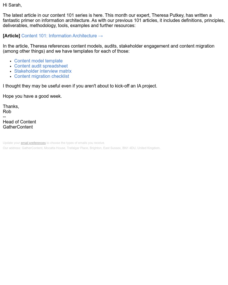 GatherContent - Information Architecture 101 [plus four content templates]