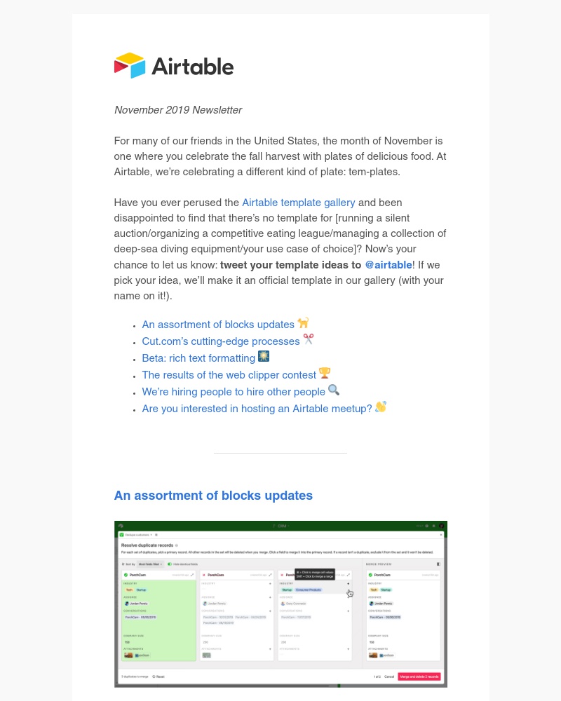 Airtable - Ingredients: news, product updates, blog posts