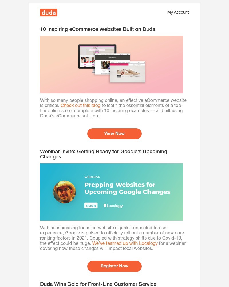 Duda - Inspiring Duda eCommerce Sites, New Custom Fonts & Localogy Webinar Invite