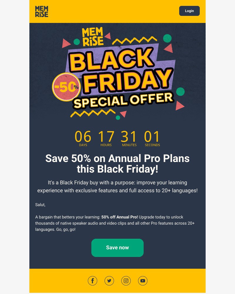 Memrise - 🅑🅛🅐🅒🅚 🅕🅡🅘🅓🅐🅨 is here with 50% off!