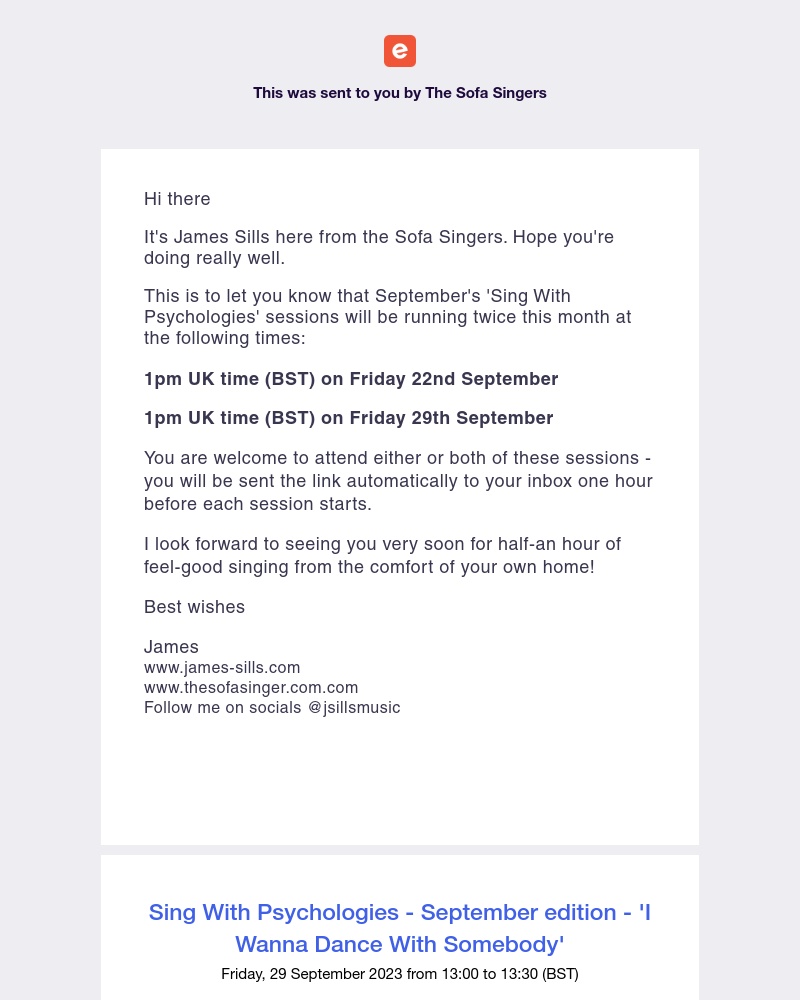 Eventbrite - It's almost time to Sing With Psychologies!