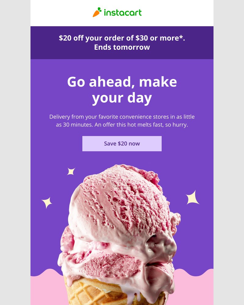 Instacart - It's ice cream o'clock: Save $20!
