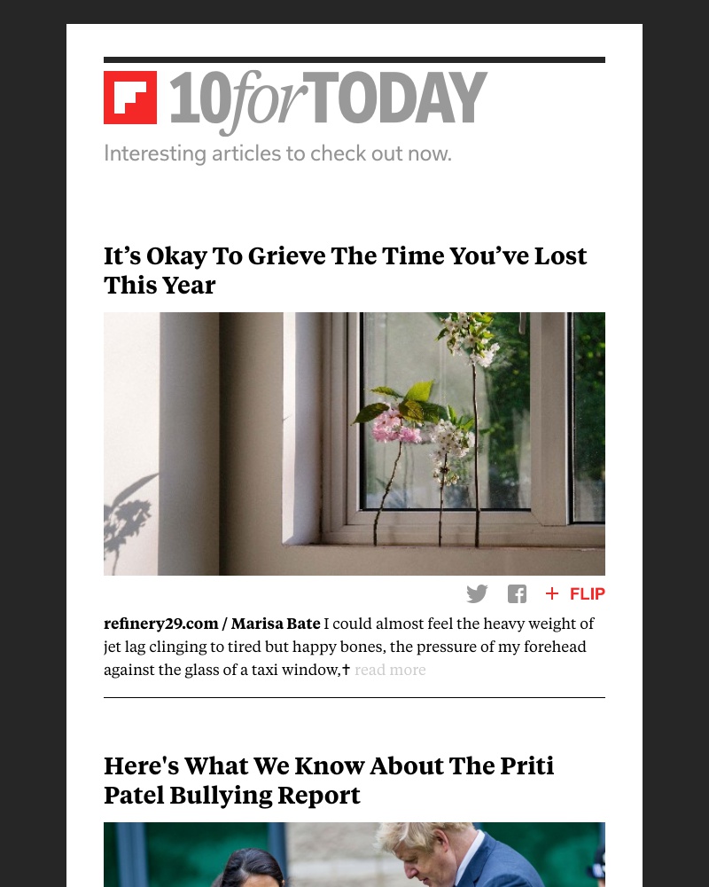 Flipboard - It’s okay to grieve the time you’ve lost this year