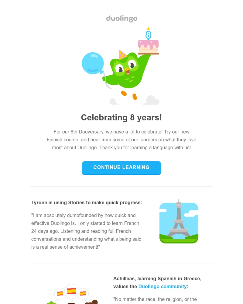 Duolingo - 🎉 It's our birthday! And we're giving you a new course.