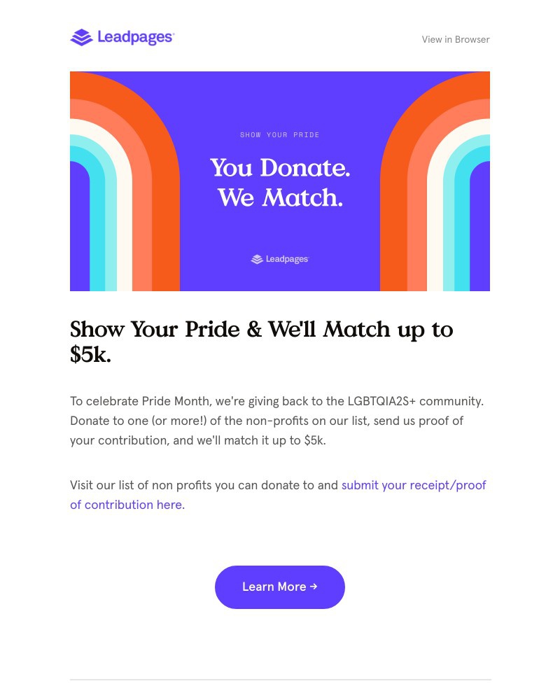 Leadpages - It’s Pride Month. Let’s give back together. 