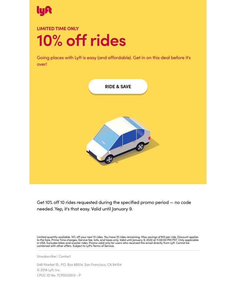 Lyft - It's time to activate 10% off rides