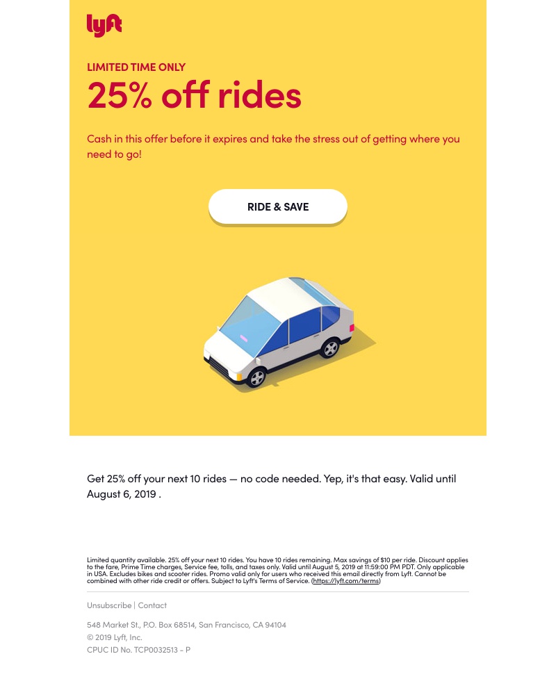 Lyft - It's time to activate 25% off rides