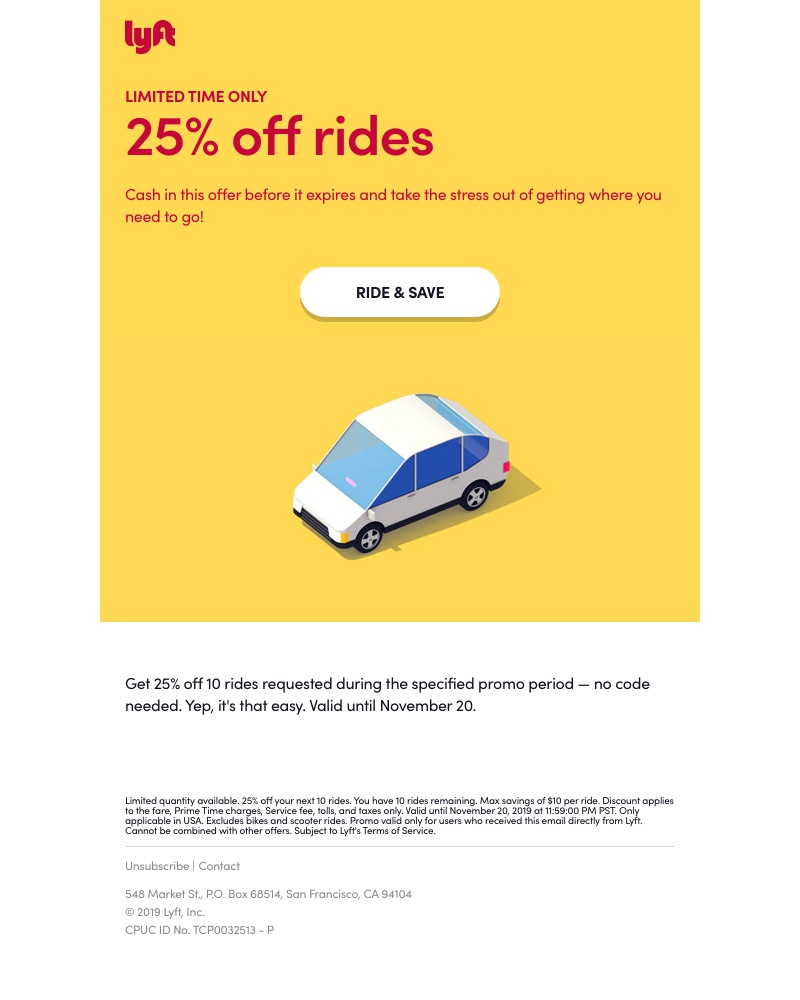 Lyft - It's time to activate 25% off rides