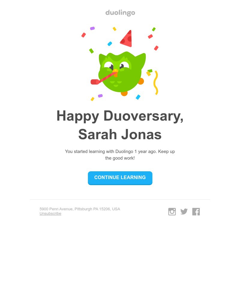Duolingo - It's your Duoversary! 🎂