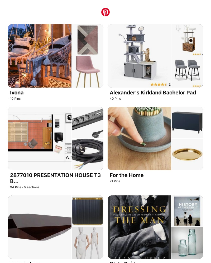 Pinterest - "Ivona", "Alexander's Kirkland Bachelor Pad" and 5 other boards inspired by your recent activity