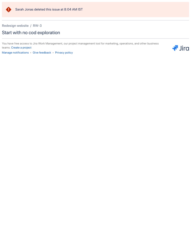 Jira - [JIRA] (RW-3) Start with no cod exploration
