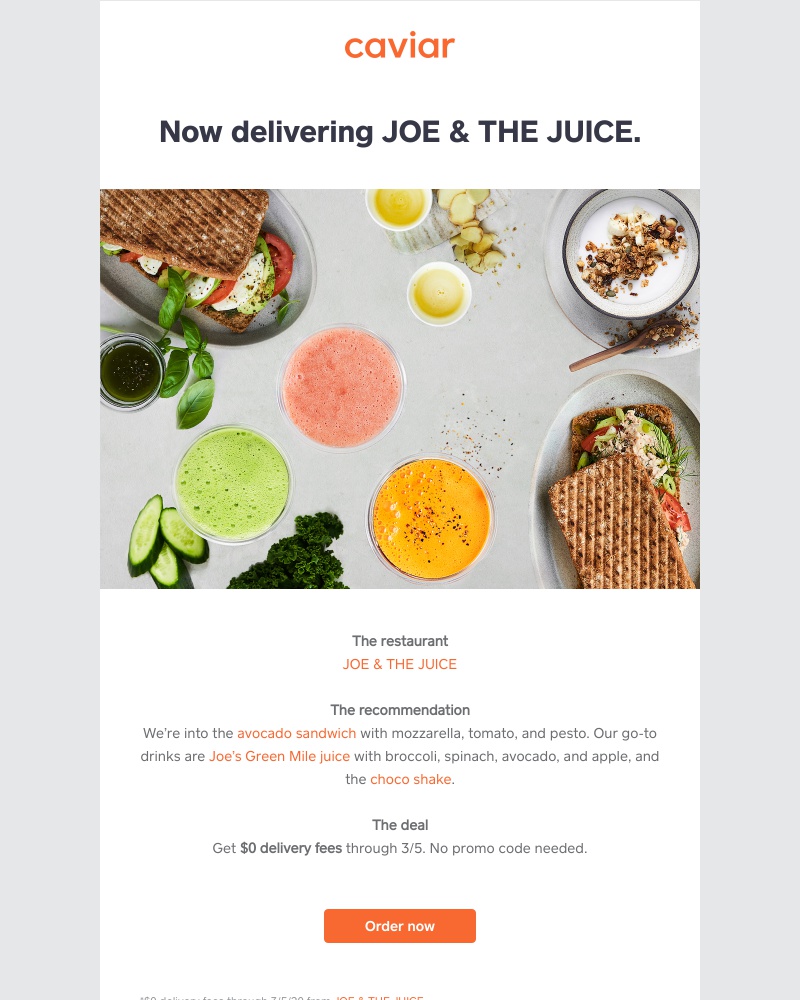 - JOE & THE JUICE is now on Caviar