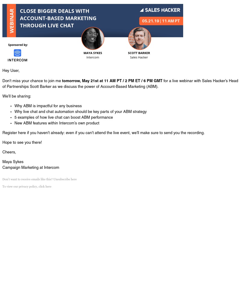 Intercom - Join our Account-Based Marketing webinar tomorrow!
