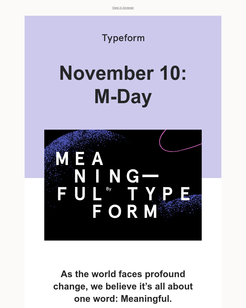 Typeform - Join our Meaningful event on November 10