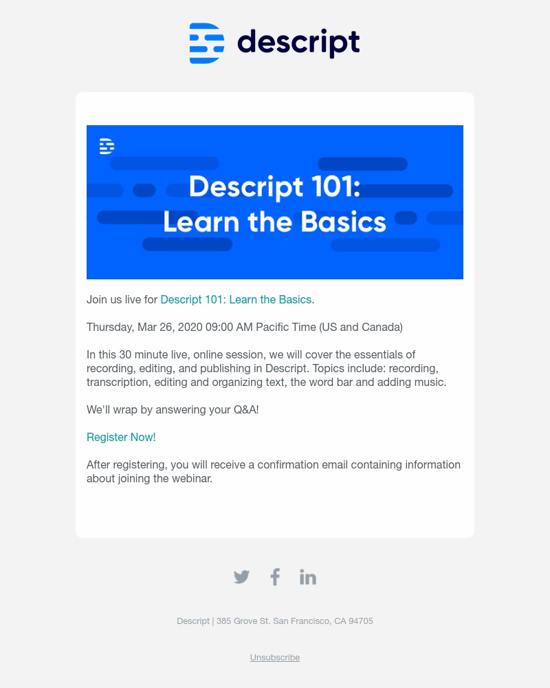 Descript - Join us for a Descript 101 webinar