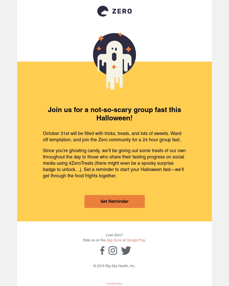Zero - Join us for a group fast on Halloween!