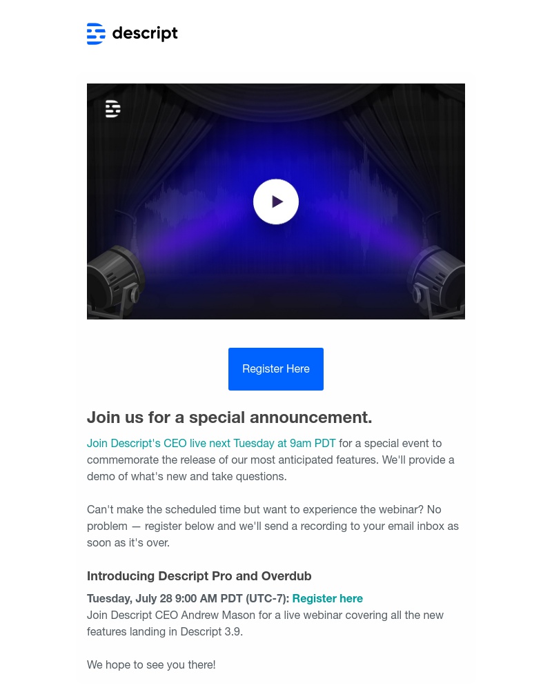 Descript - Join us live as we release one of our most anticipated features