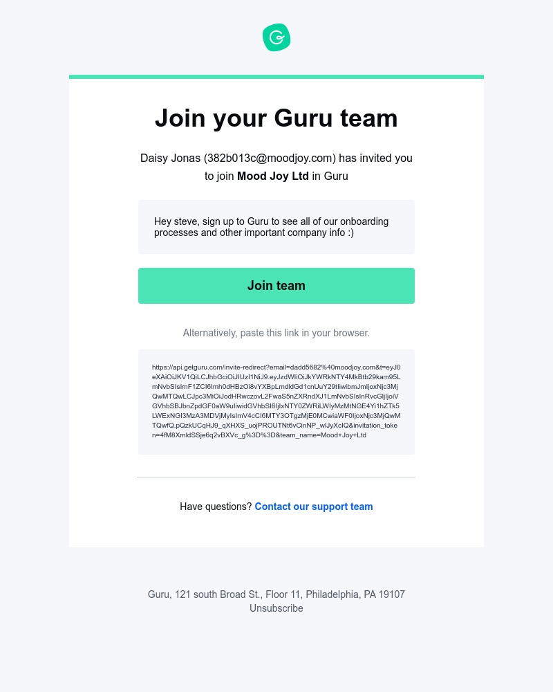 Accepting an invite on Guru video screenshot