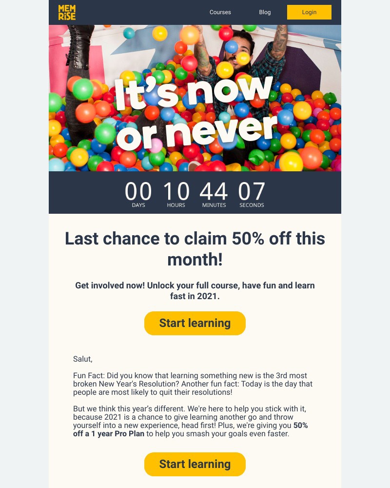 Memrise - Jump in and get 50% off - last chance!