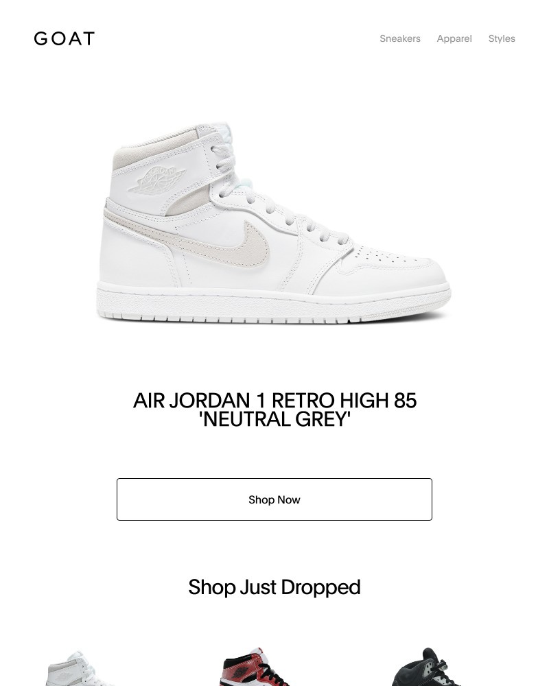 Goat - Just Dropped: Air Jordan 1 Retro High '85 OG 'Neutral Grey'