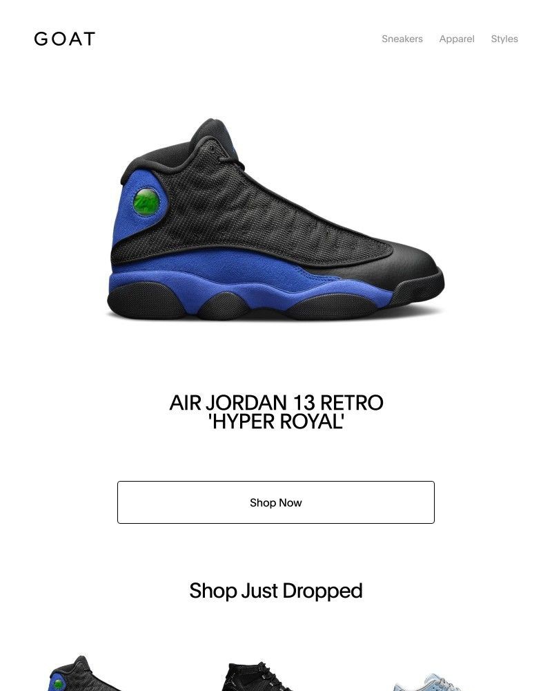 Goat - Just Dropped: Air Jordan 13 Retro 'Hyper Royal'