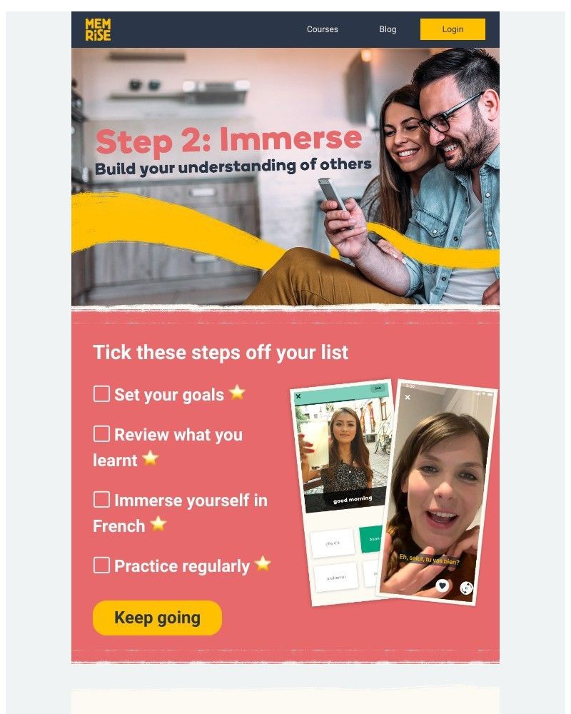 Memrise - Keep going - tick these bits off your learning list!