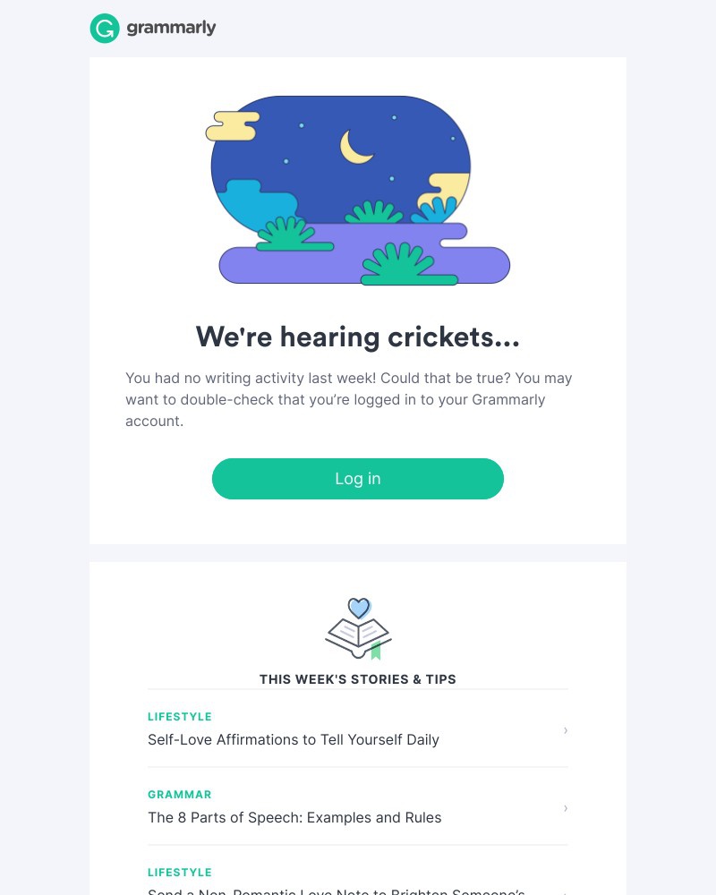 Grammarly - Keep writing to see your super stats.