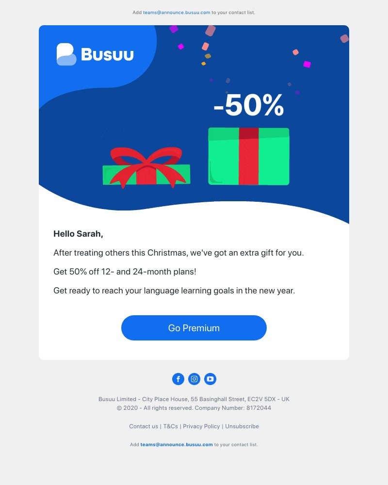 Busuu - Kickstart the New Year with 50% off 🎁     
