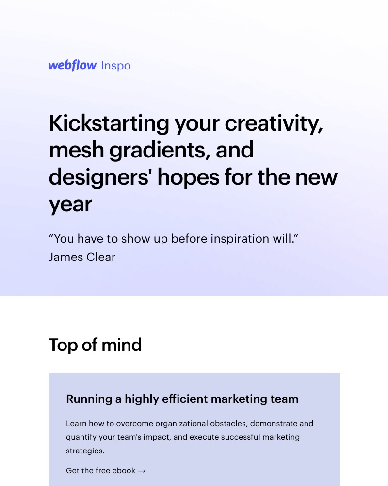 Webflow - Kickstarting your creativity, mesh gradients, and designers’ hopes for the new year 🎊